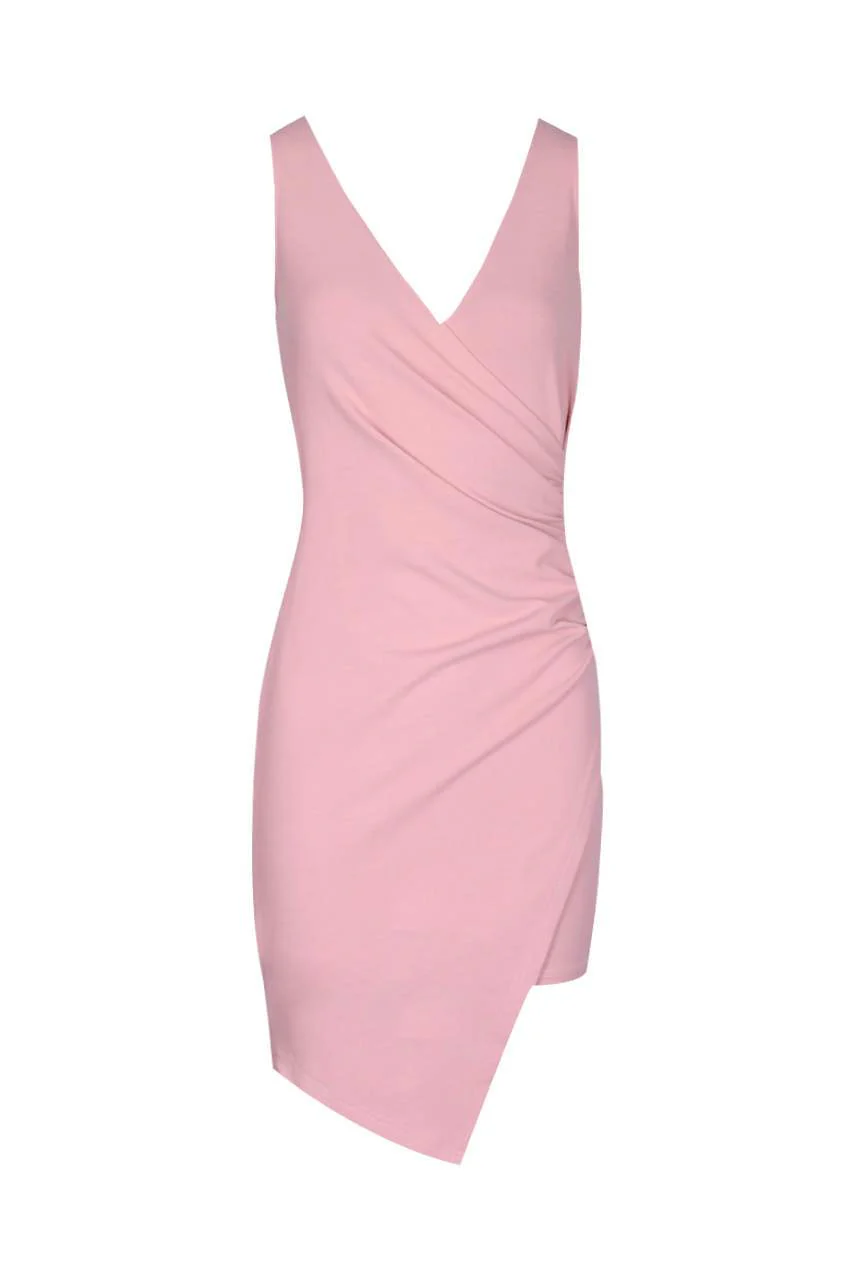 Blush V-Neck Wrap Skirt Dress - Image 4