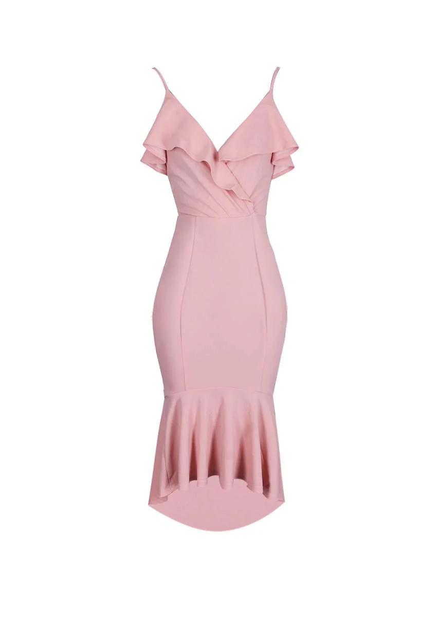 Blush Wrap Fishtail Midi Dress - Image 4