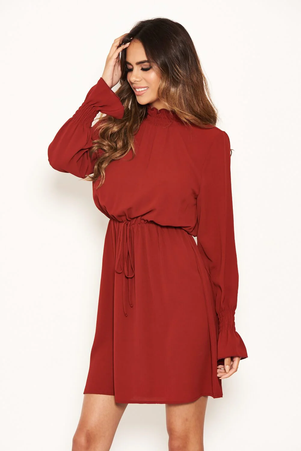 Brick High Neck Skater Dress - Image 4