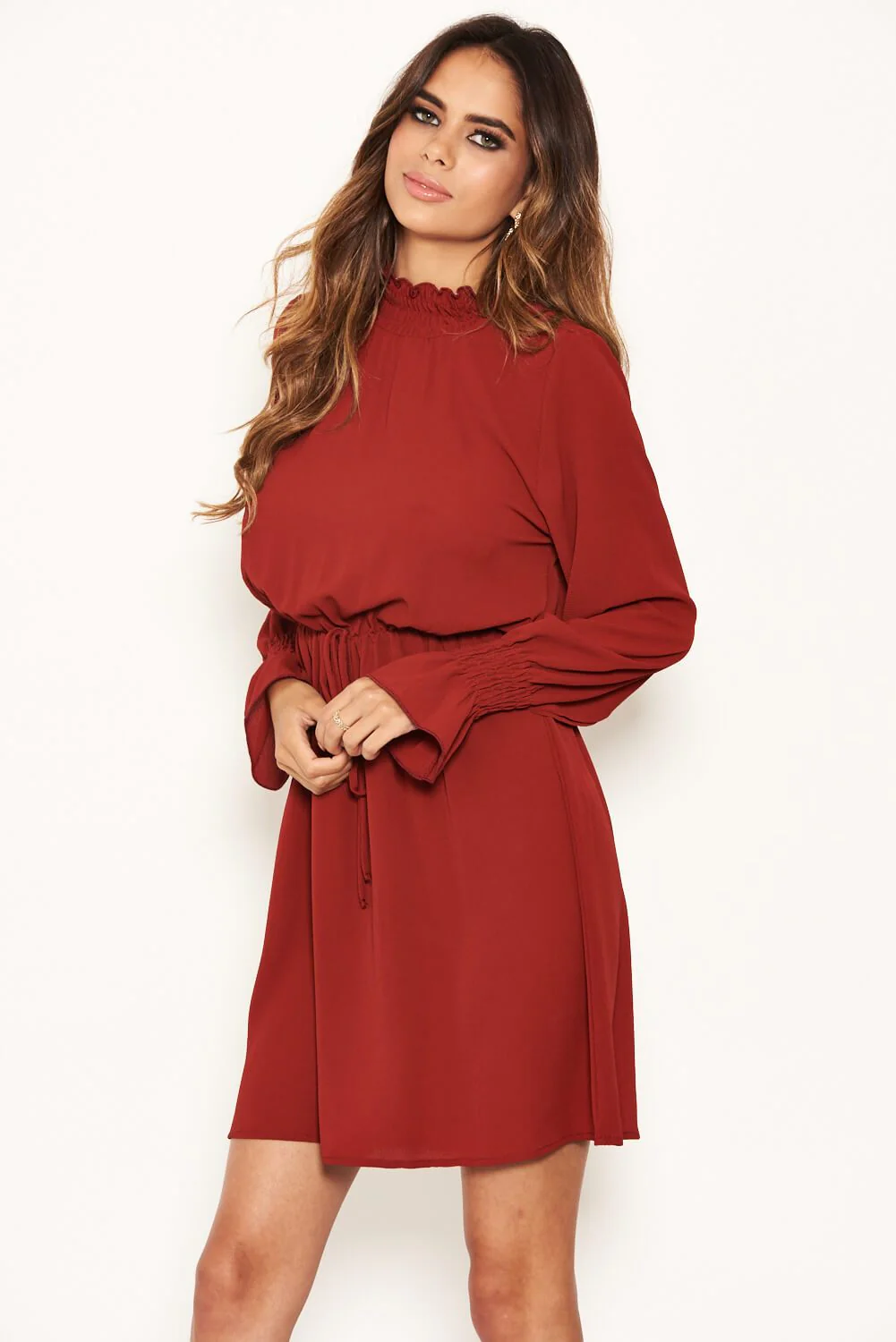 Brick High Neck Skater Dress - Image 5