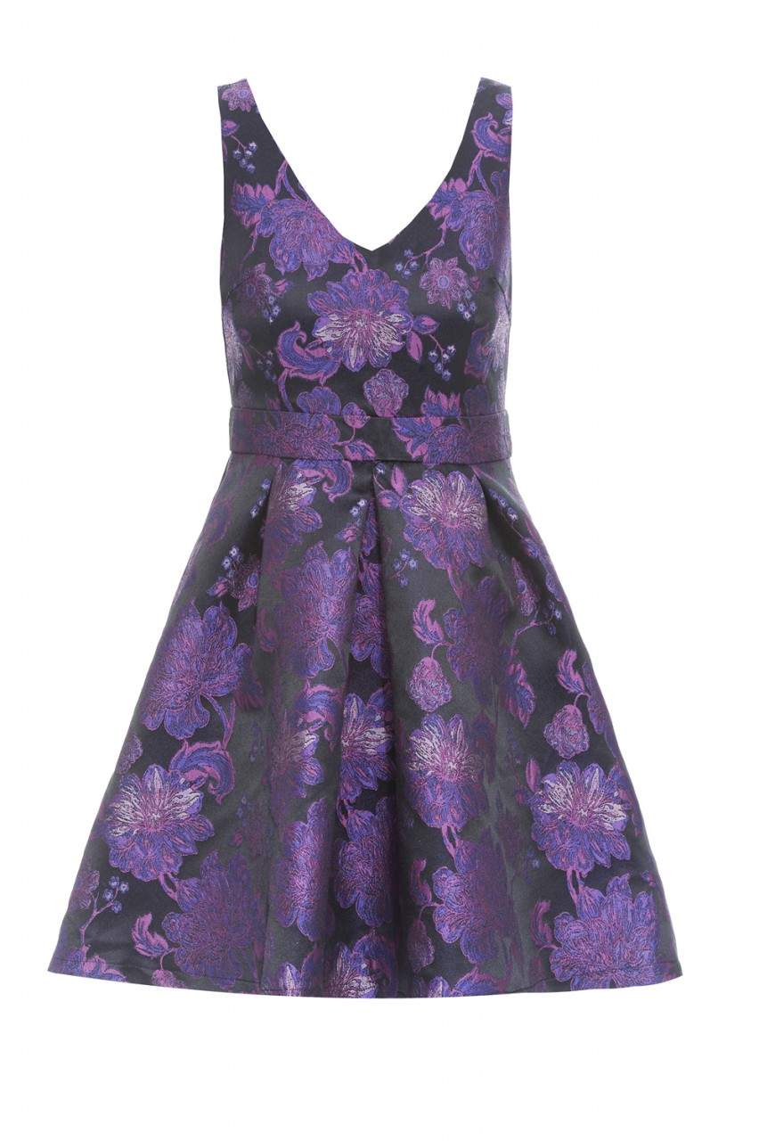 Bright Floral V front Skater Dress - Image 5