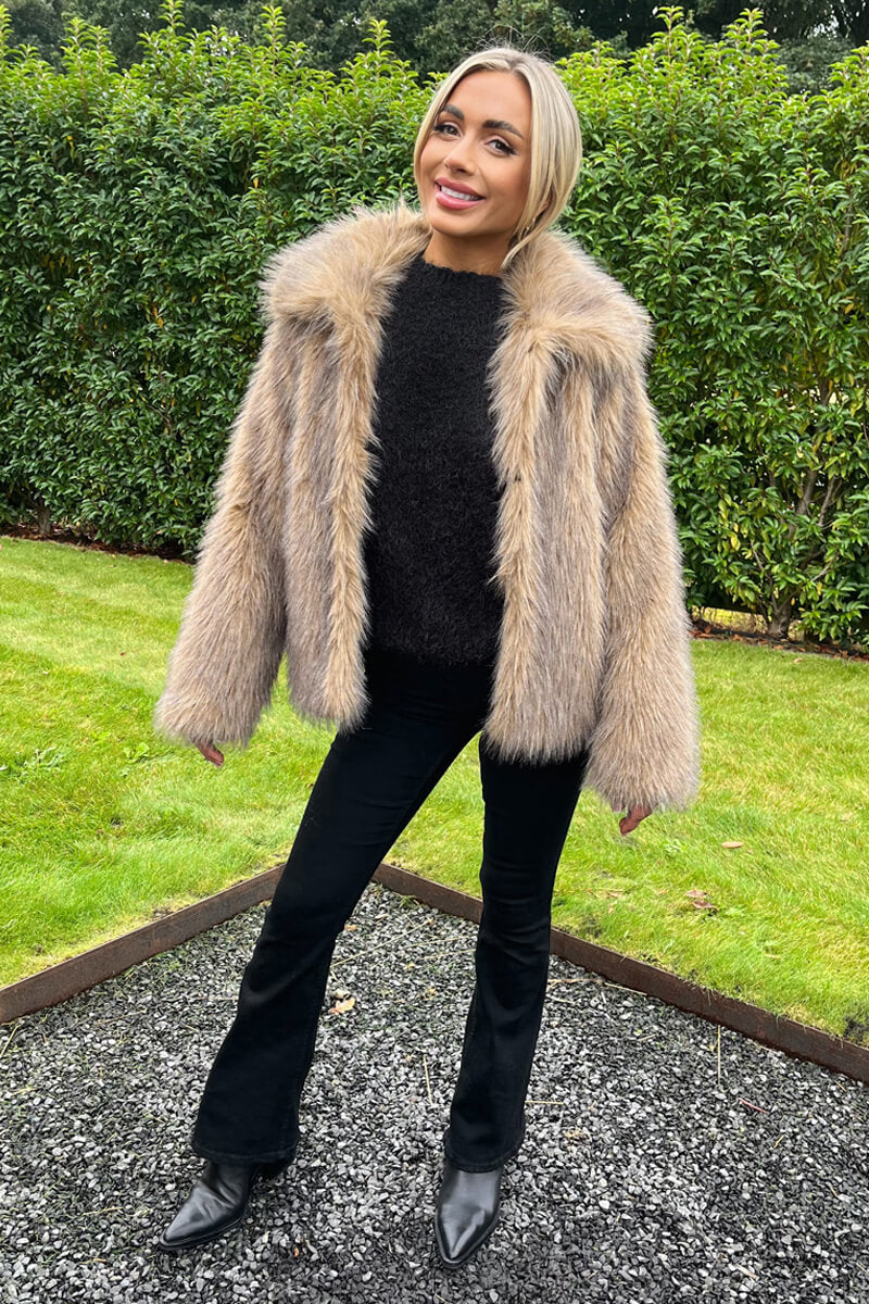 Brown Faux Fur Short Jacket - Image 2