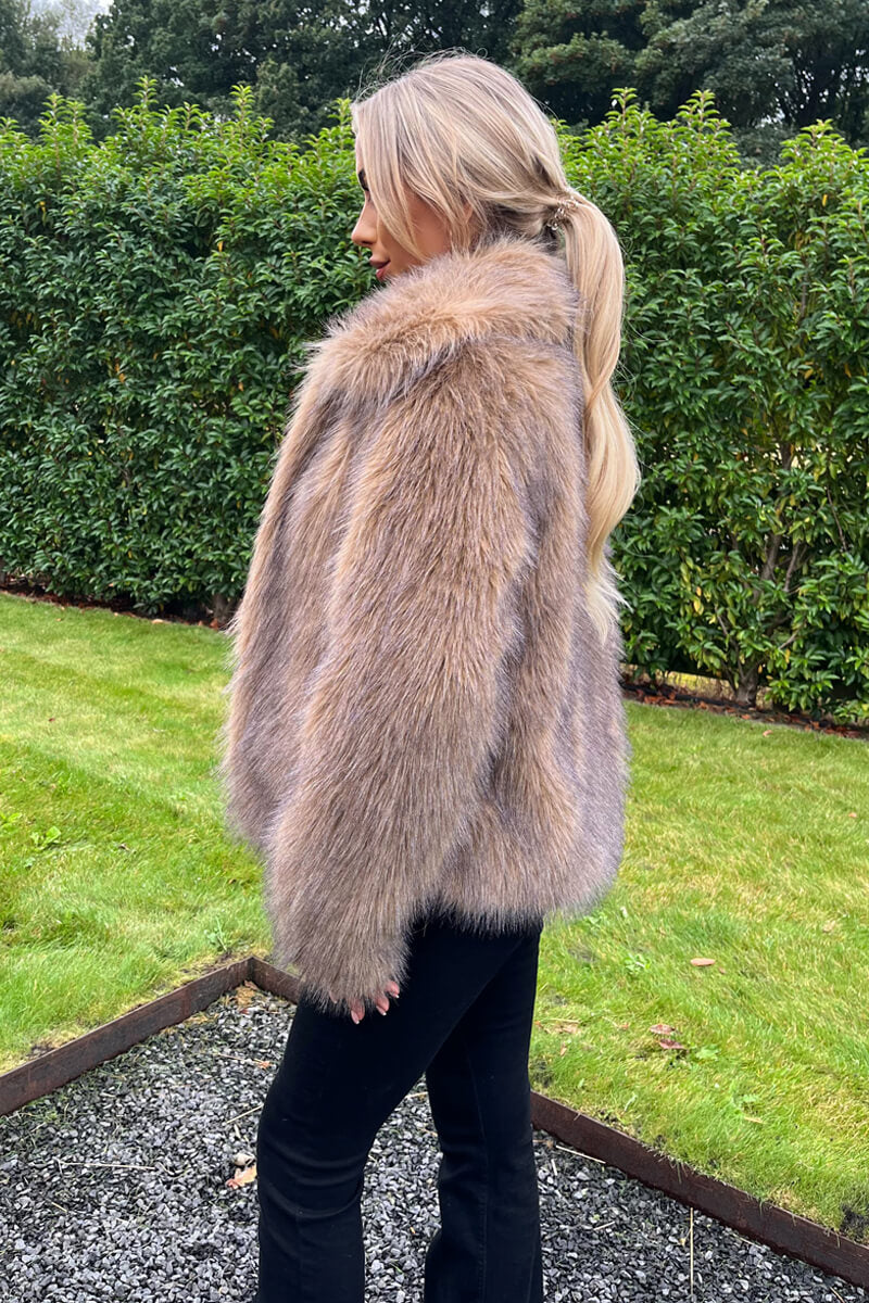Brown Faux Fur Short Jacket - Image 4