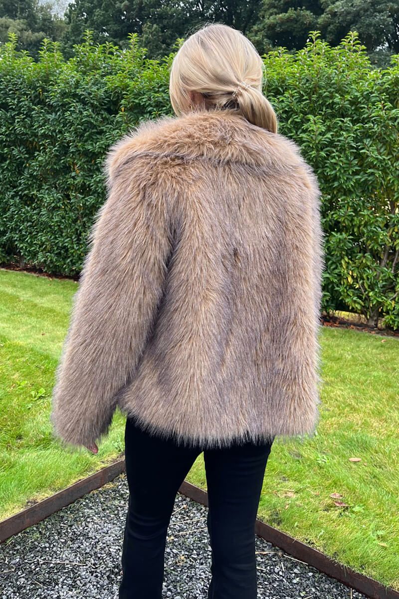 Brown Faux Fur Short Jacket - Image 5