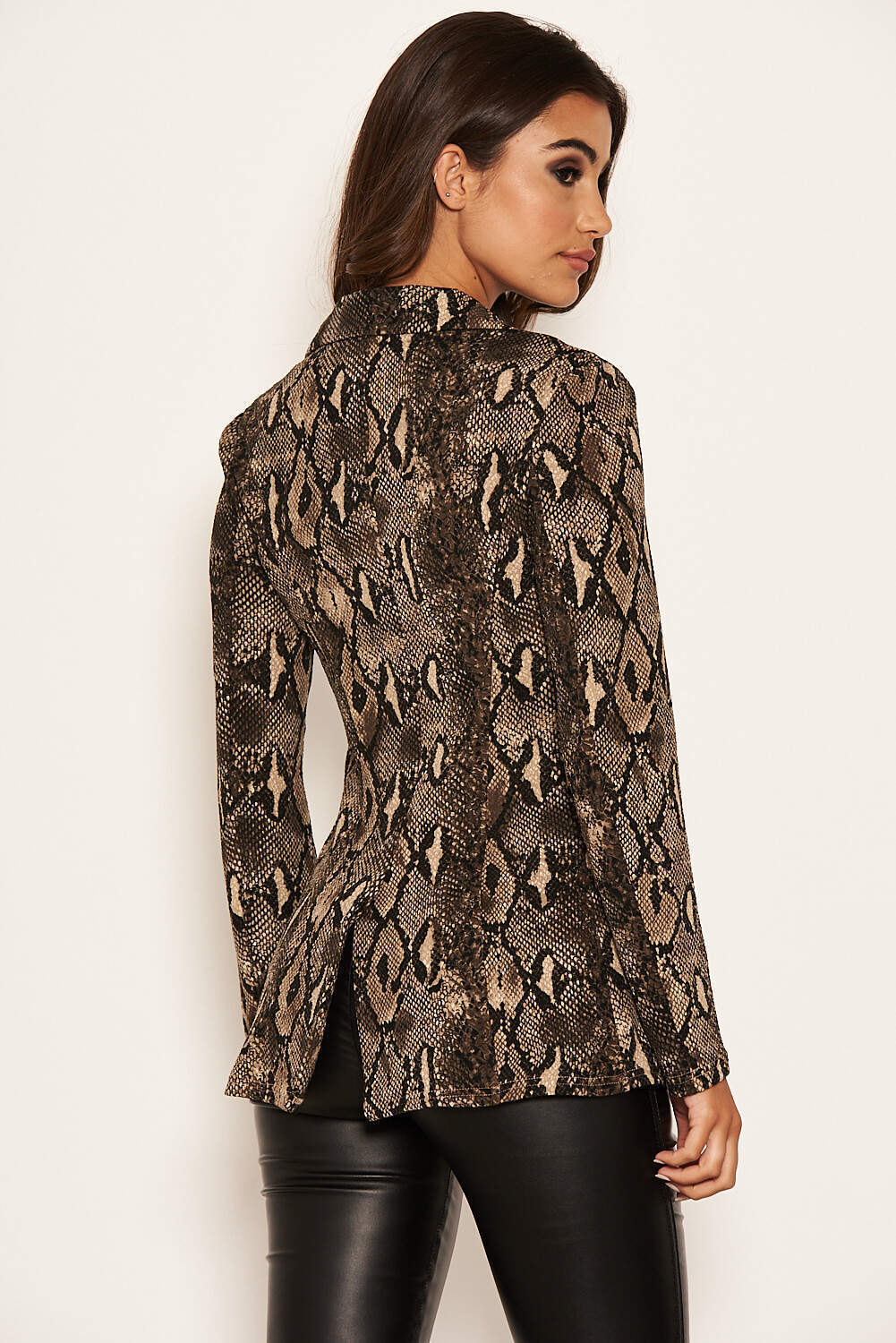 Brown Snake Print Blazer - Image 5