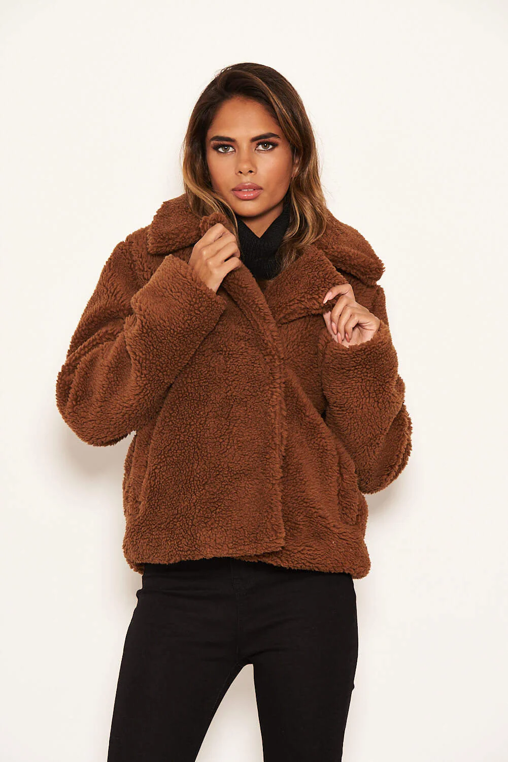 Brown Teddy Faux Fur Short Coat - Image 5