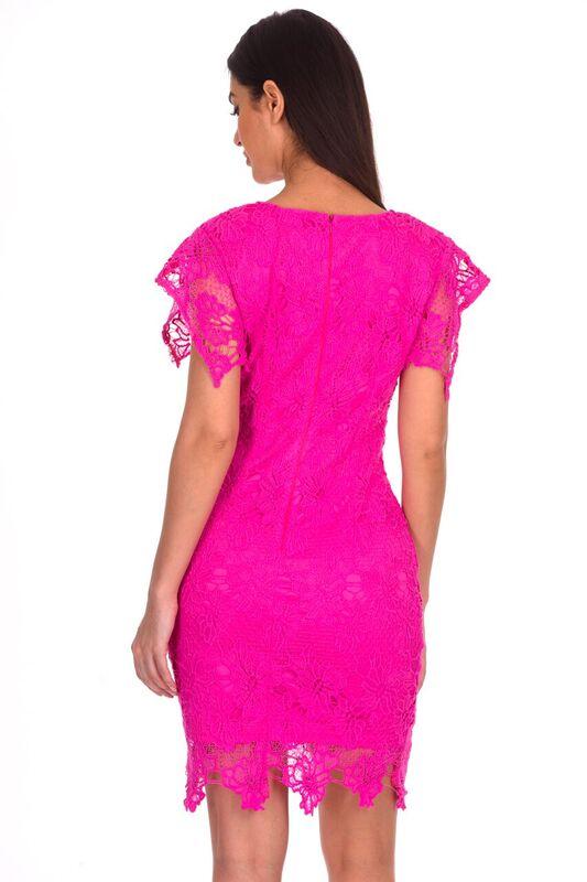 Cerise Crochet Midi Dress - Image 3