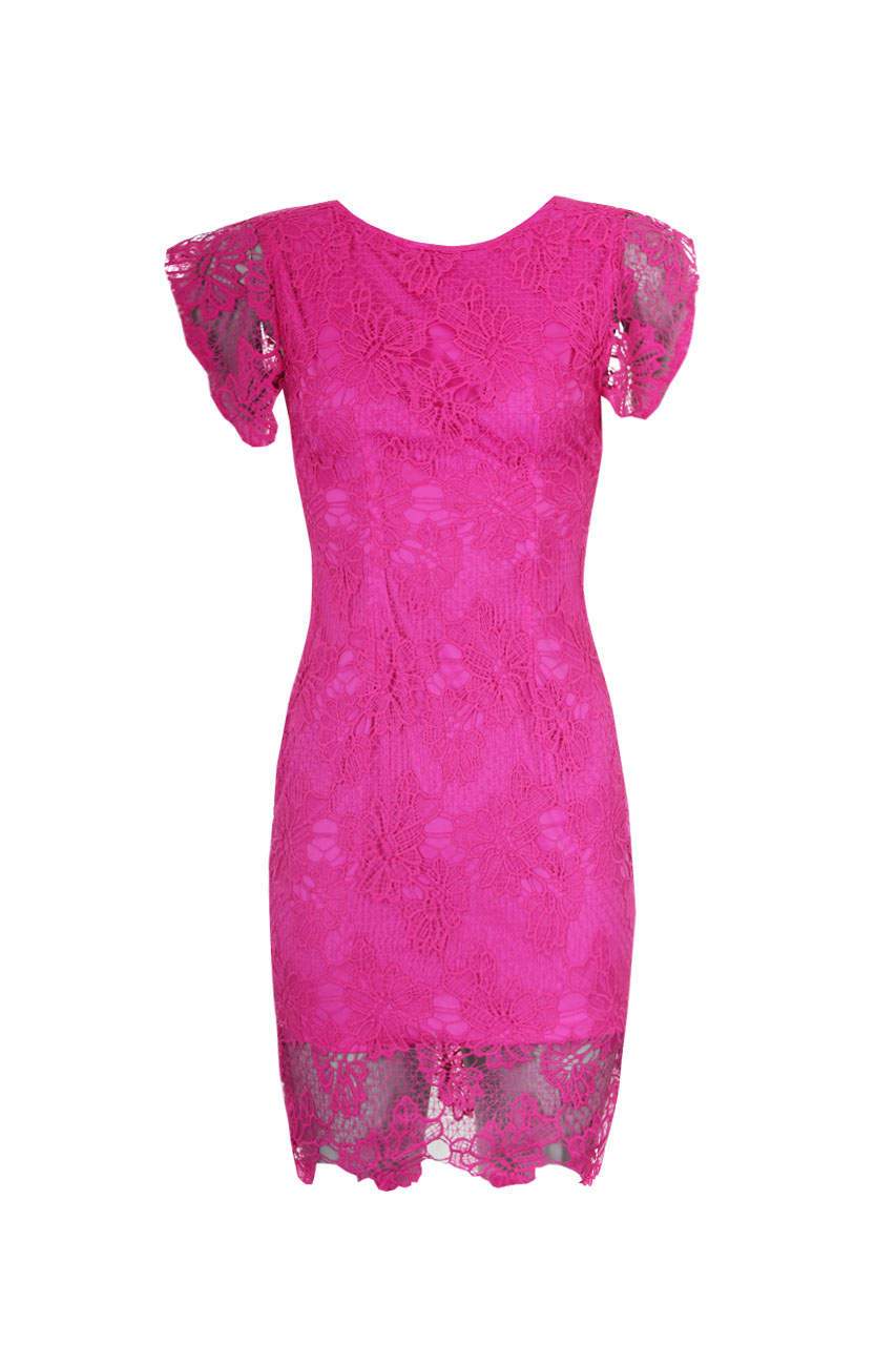 Cerise Crochet Midi Dress - Image 4