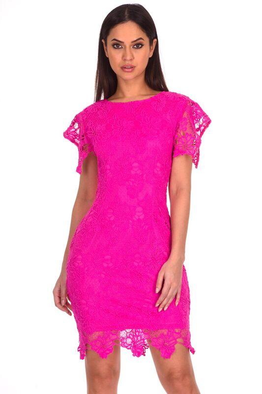 Cerise Crochet Midi Dress - Image 5