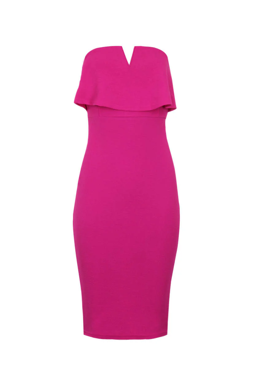 Cerise Notch Front Bodycon Dress - Image 4