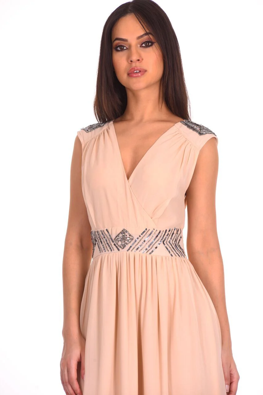 Champagne Embellished Maxi Dress - Image 2