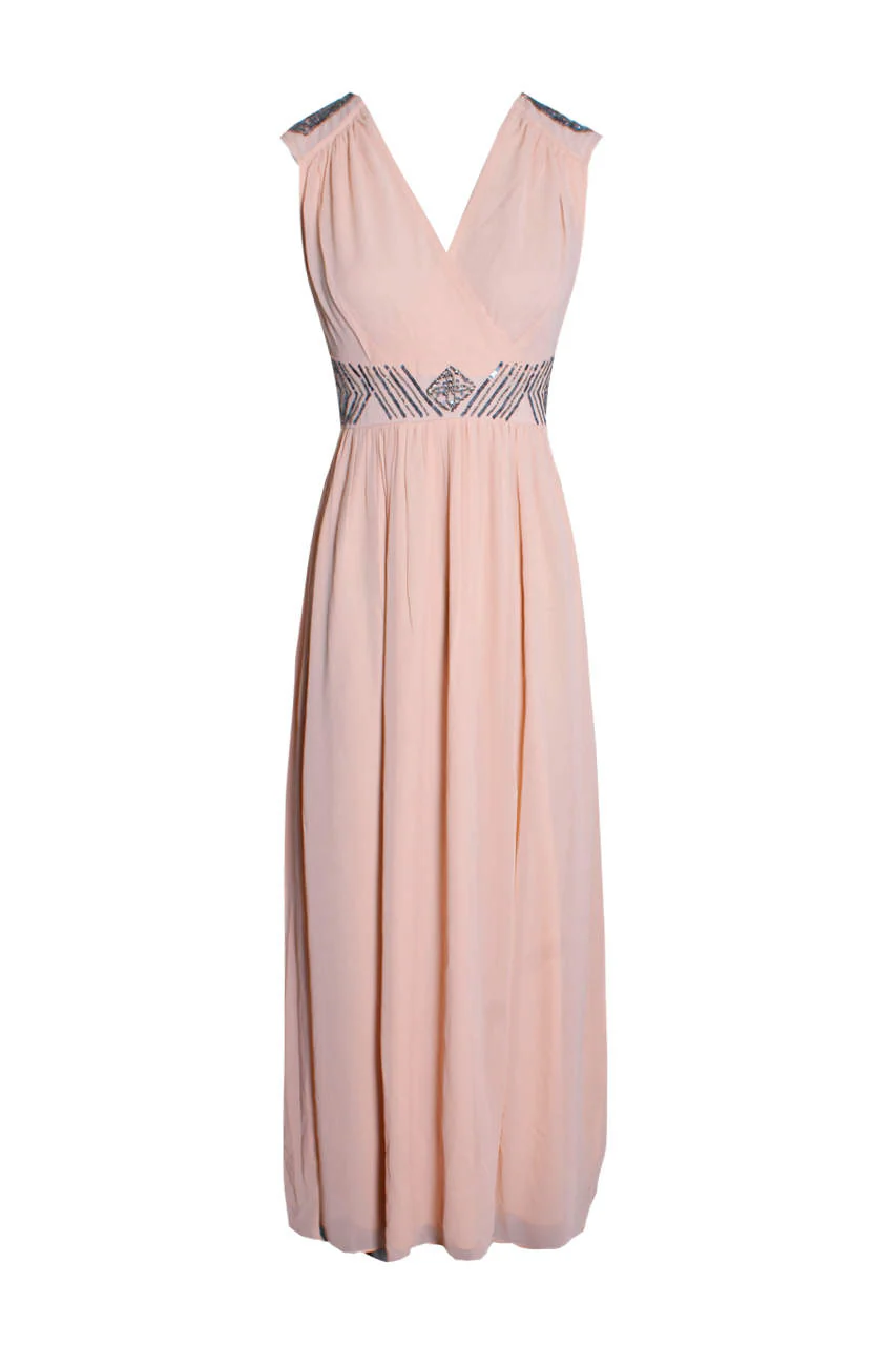 Champagne Embellished Maxi Dress - Image 4