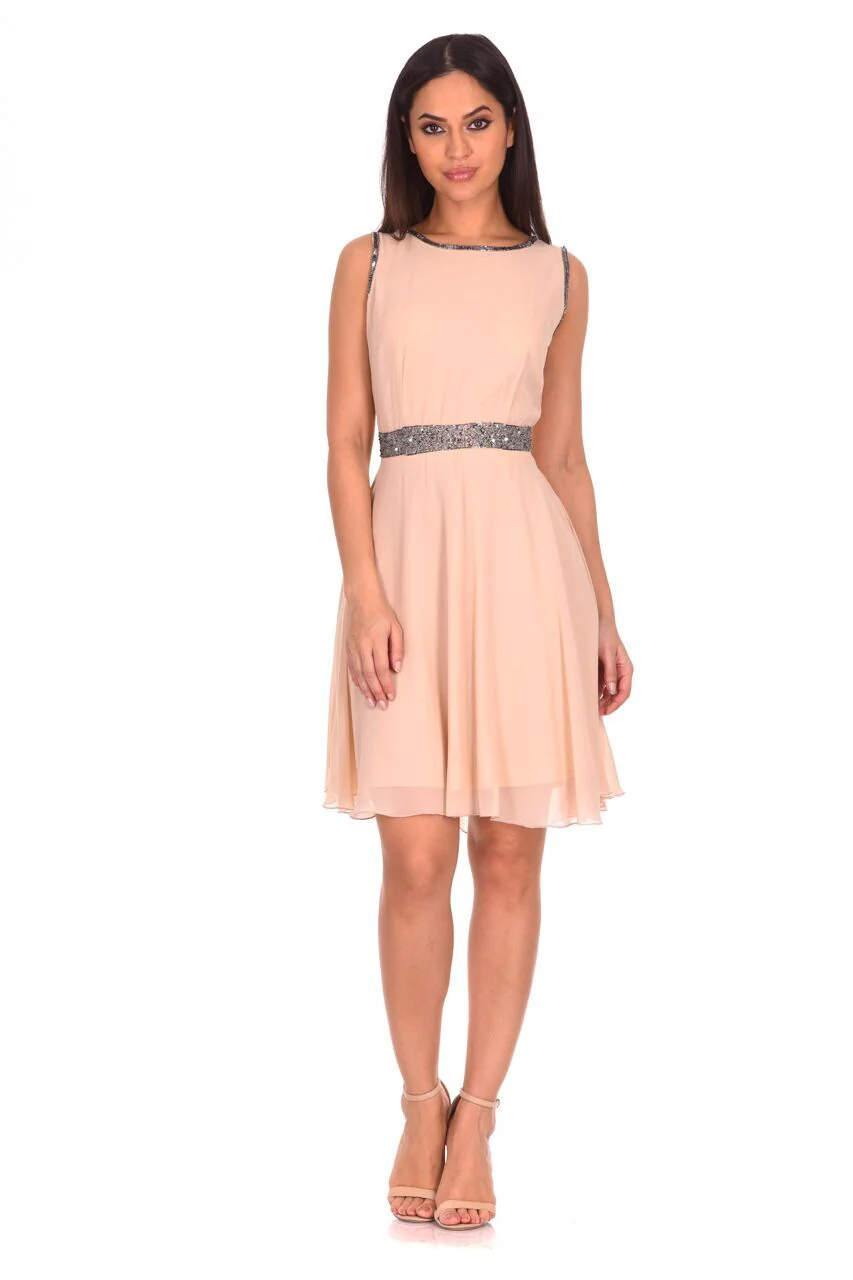 Champagne Sequin Skater Dress - Image 2