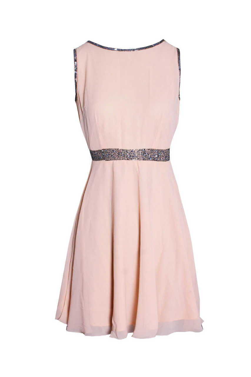 Champagne Sequin Skater Dress - Image 4