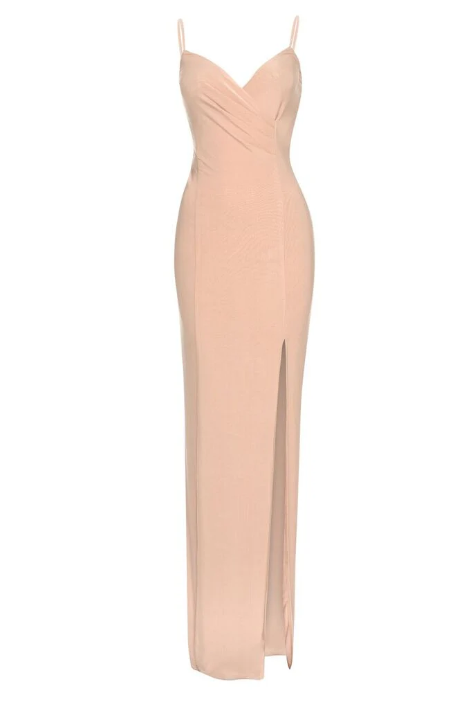 Champagne Strappy Floor Length Dress - Image 4