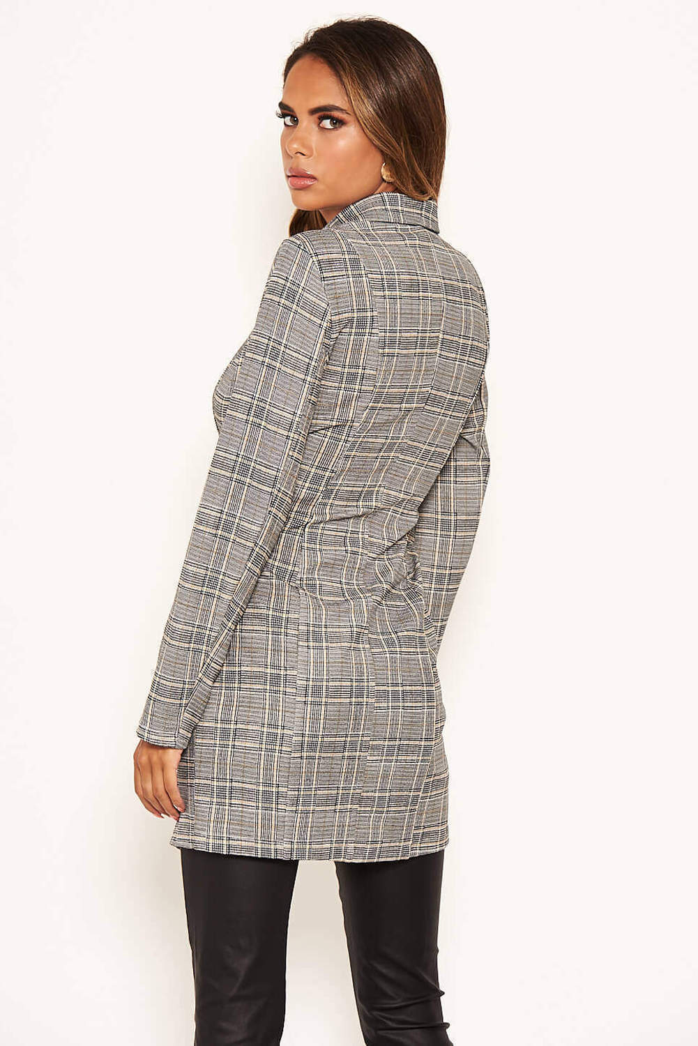 Checked Longline Blazer - Image 4