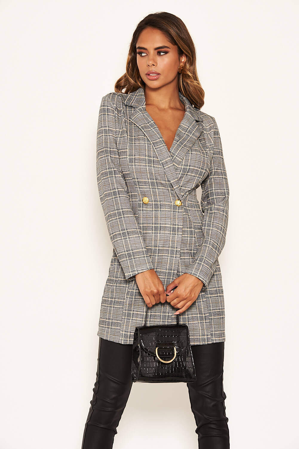Checked Longline Blazer - Image 5