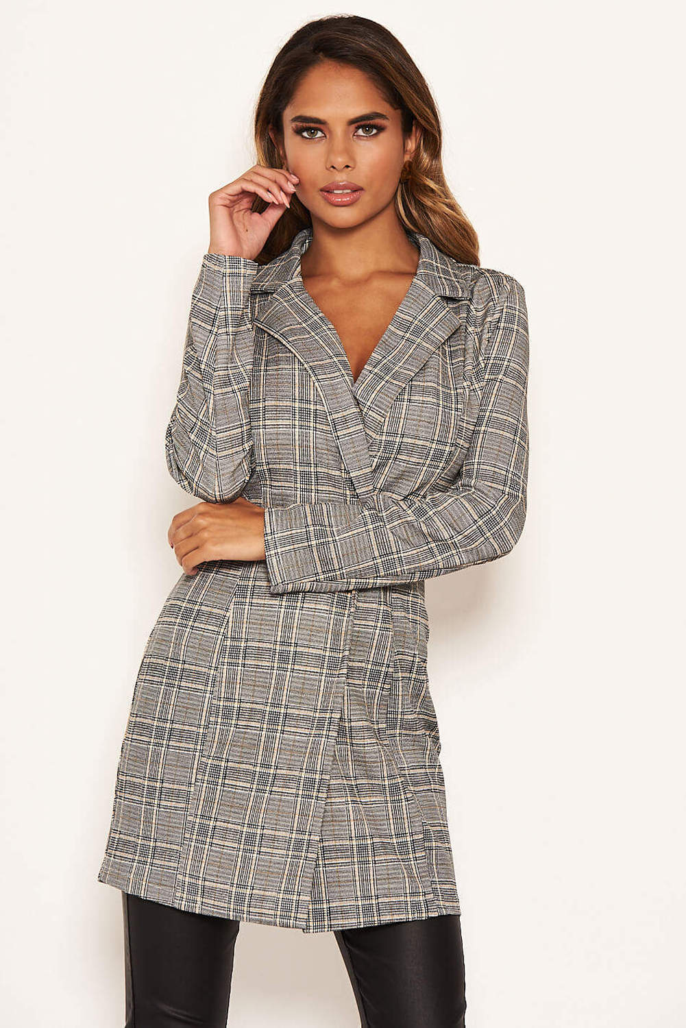 Checked Longline Blazer - Image 6