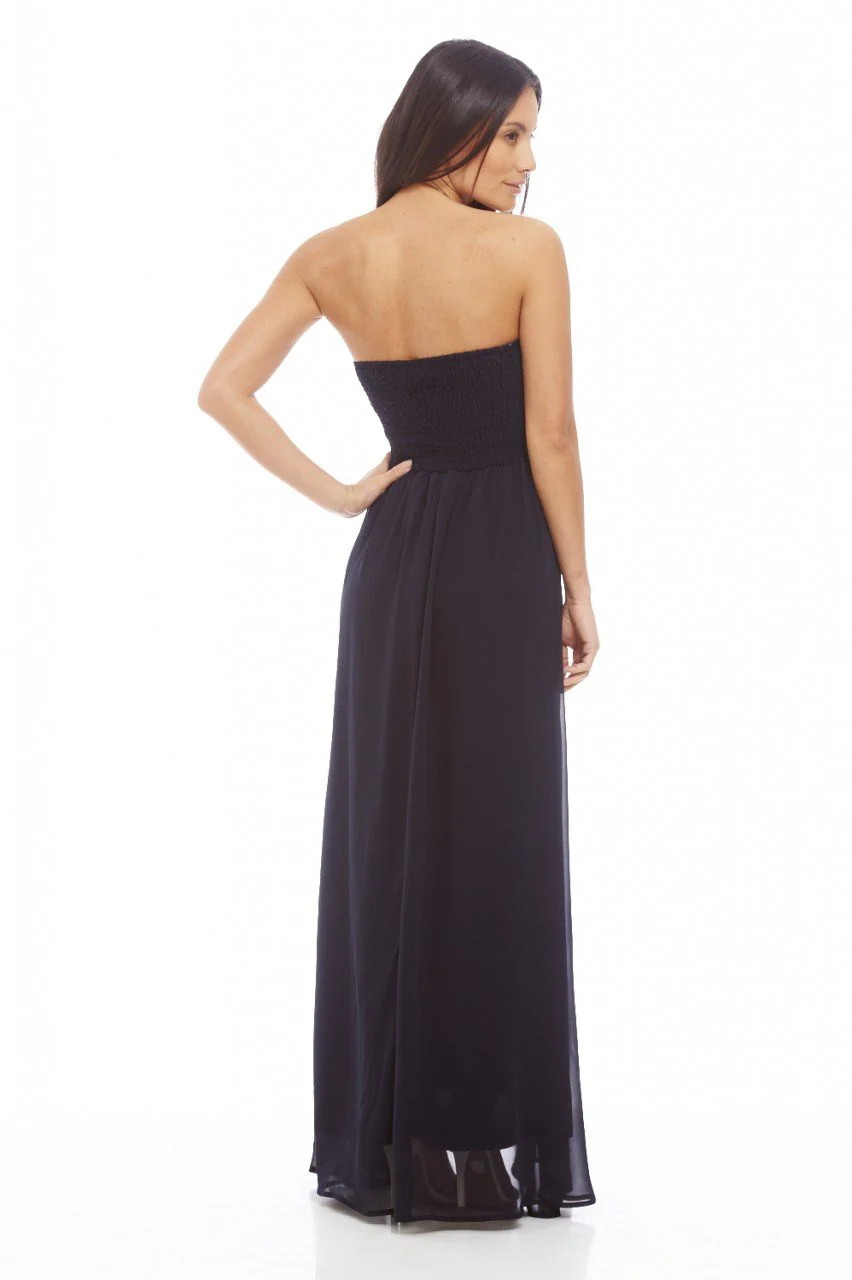Chiffon Pleat Front Plain Maxi Dress - Image 4