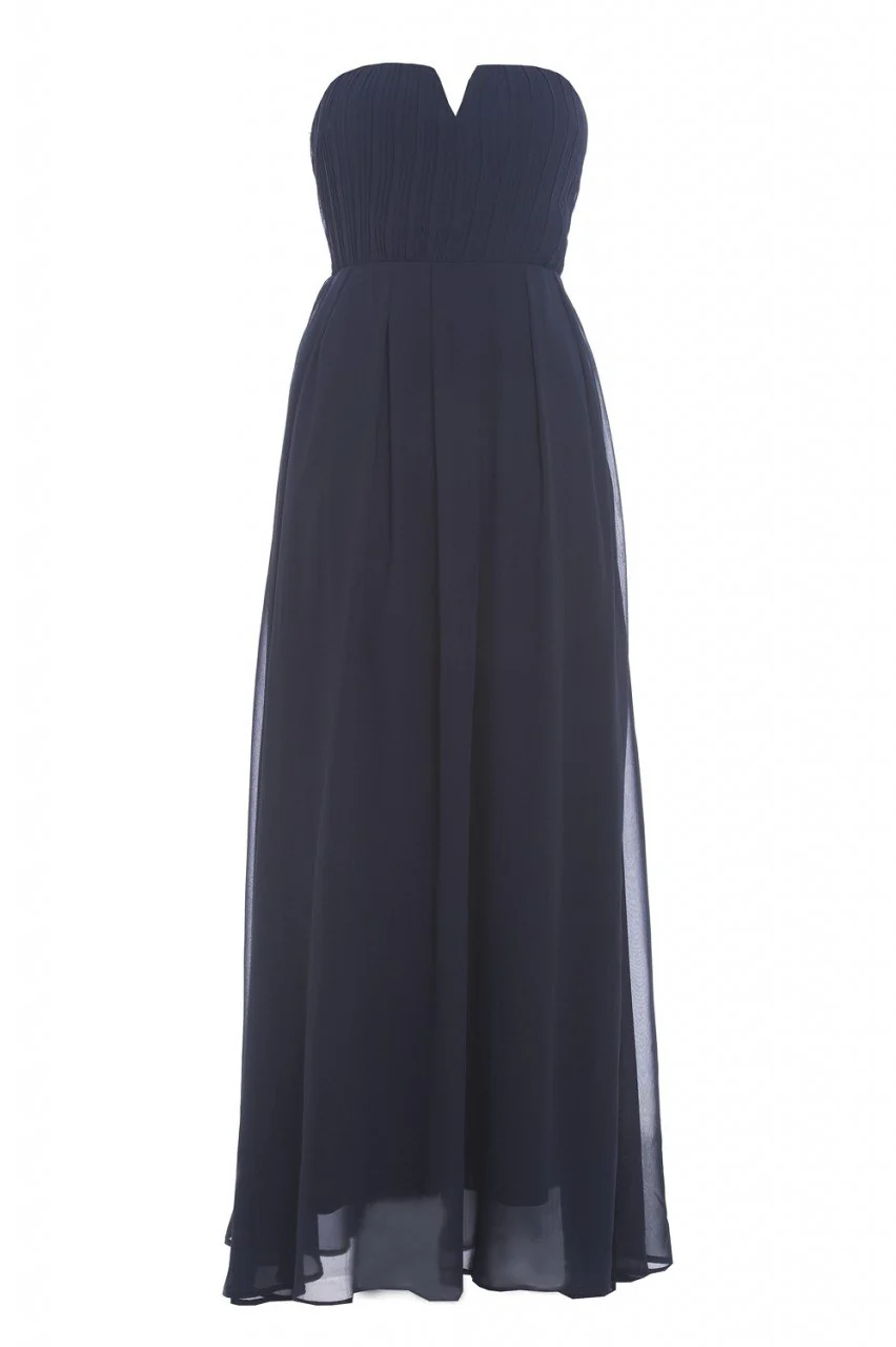 Chiffon Pleat Front Plain Maxi Dress - Image 5