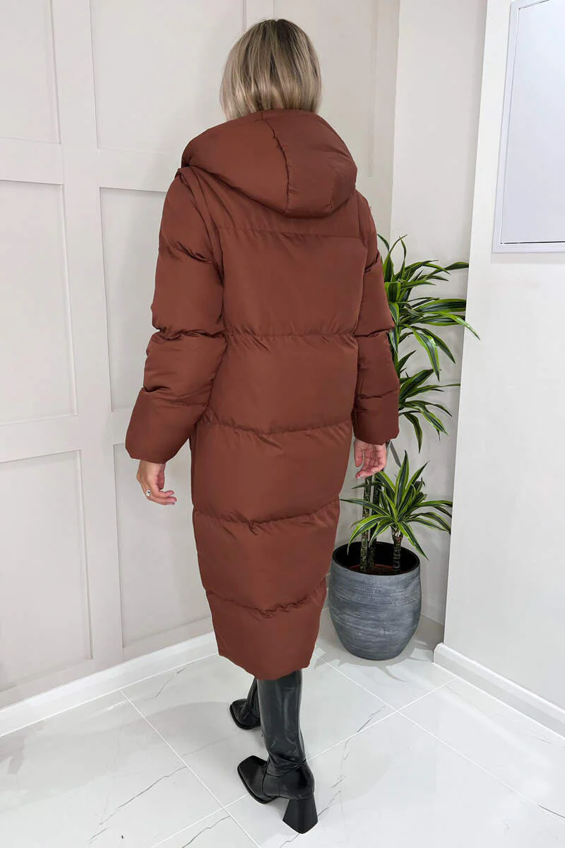 Chocolate 2 in 1 Puffer Coat With Detachable Sleeves - Image 7
