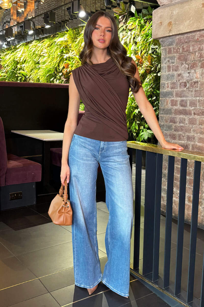 Chocolate Draped Front Top - Image 2