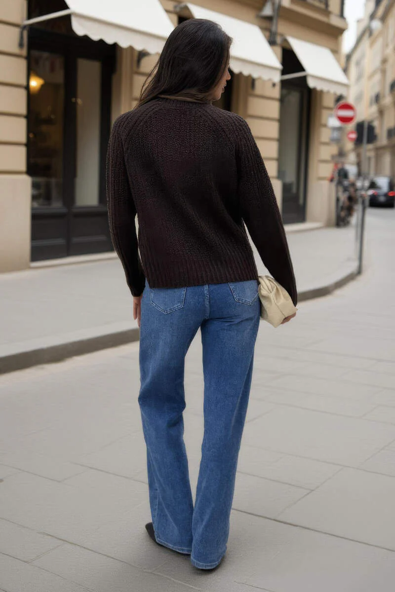 Chocolate Round Neck Knit Jumper - Image 5