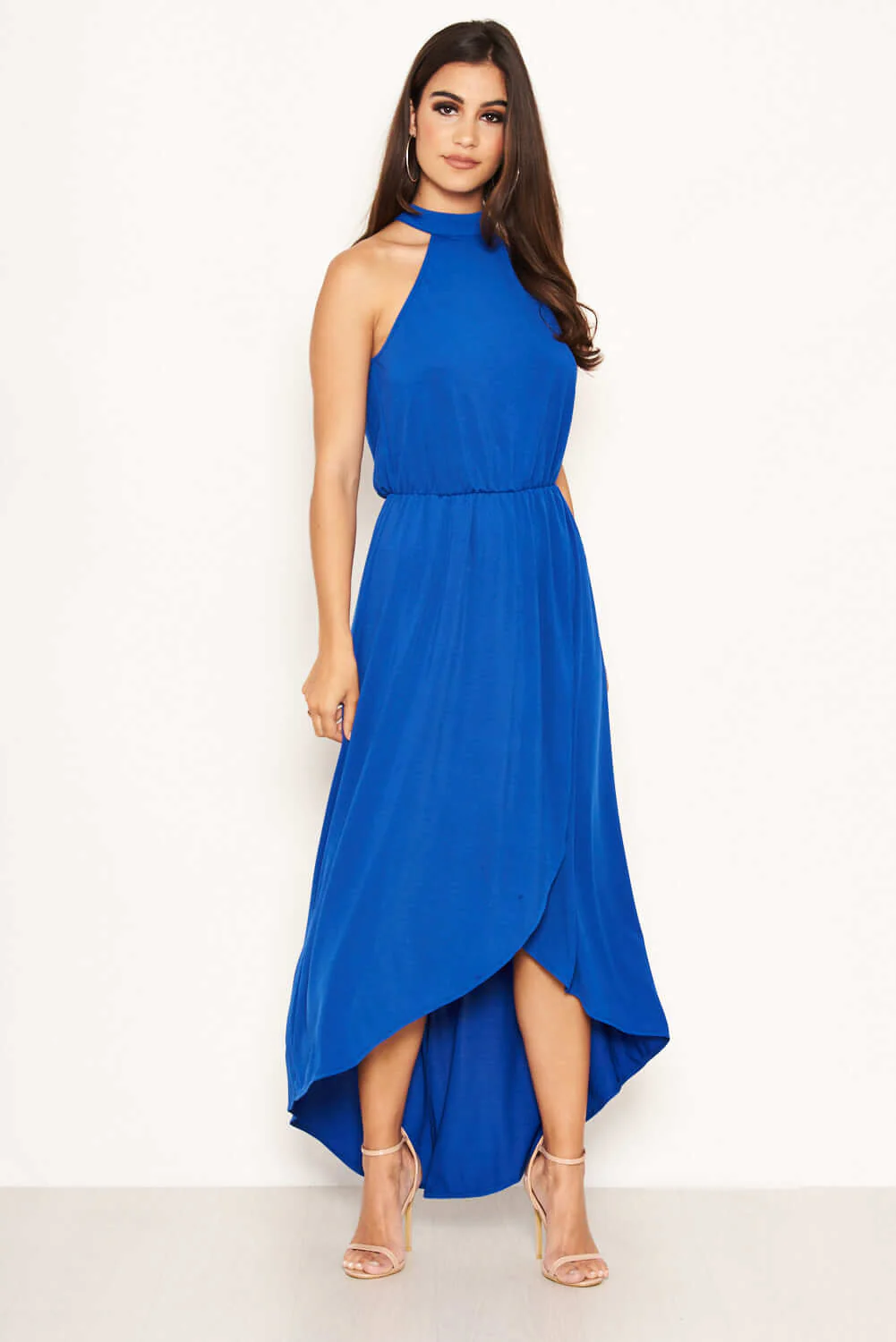 Cobalt Blue High Neck Maxi Dress - Image 4