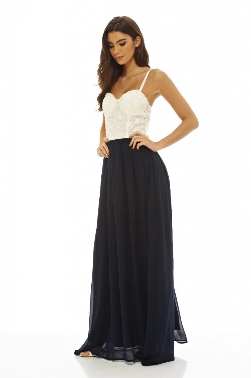 Contrast Lace Bodice Maxi Dress - Image 2
