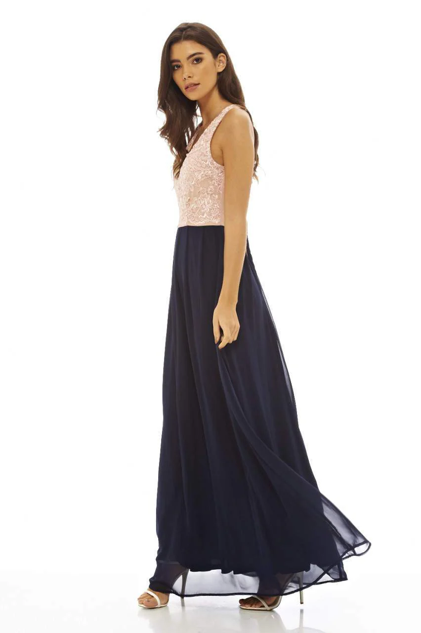 Contrast Lace Top Maxi Dress - Image 2