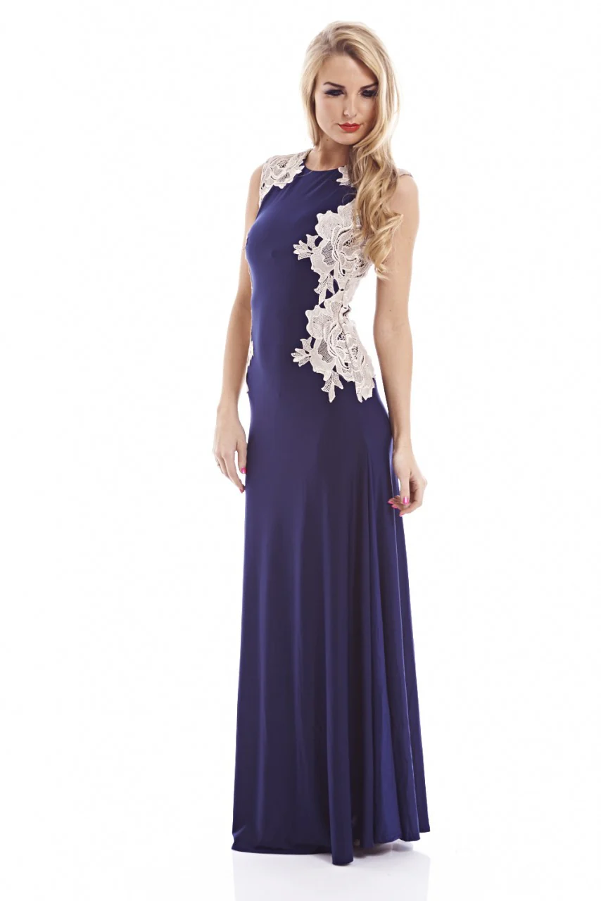 Contrast Side Slinky Maxi Dress - Image 3
