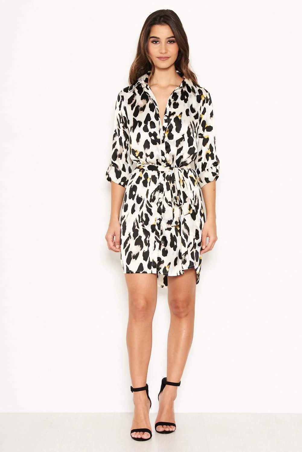 Cream Animal Print Shirt Dress - Image 2