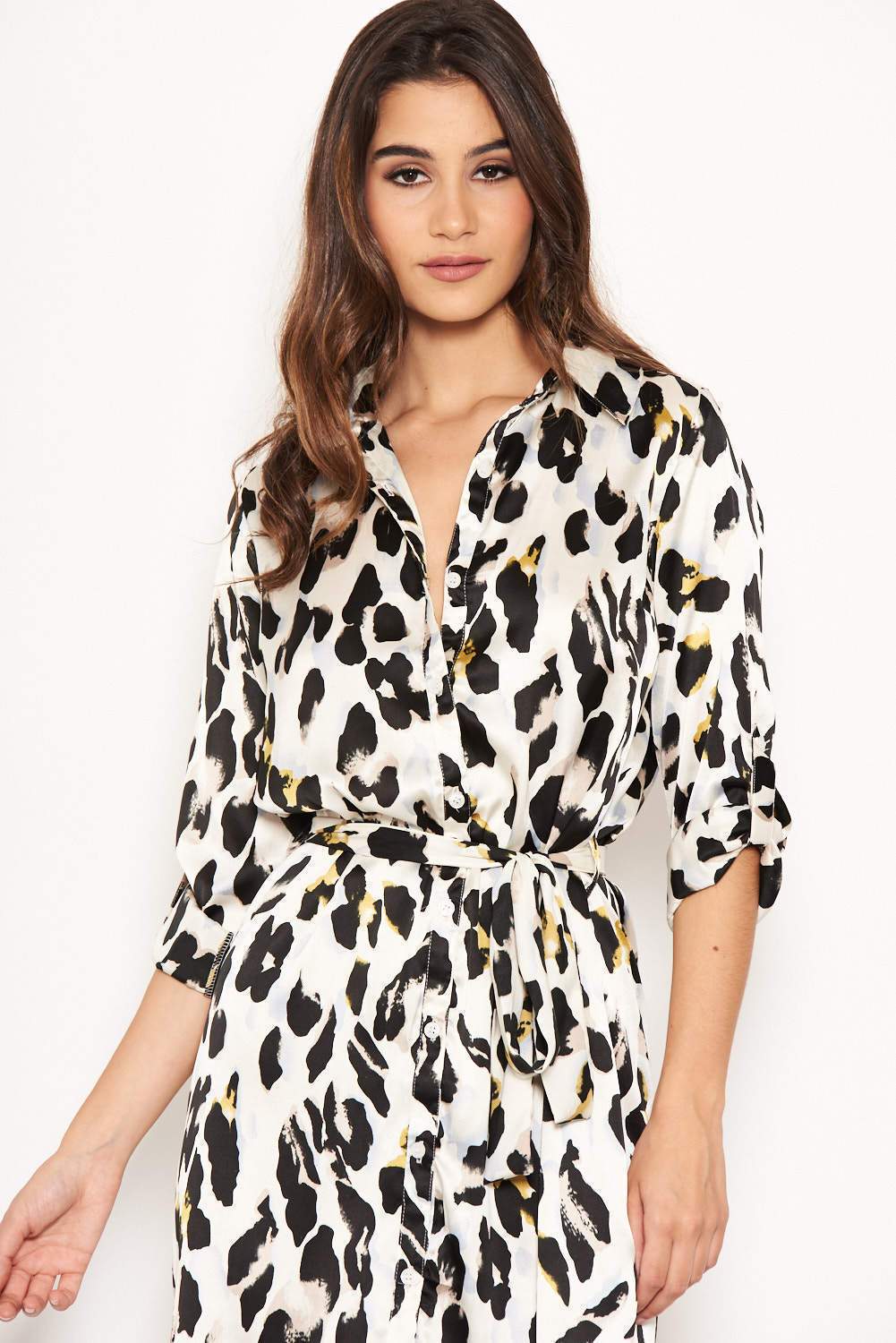 Cream Animal Print Shirt Dress - Image 5