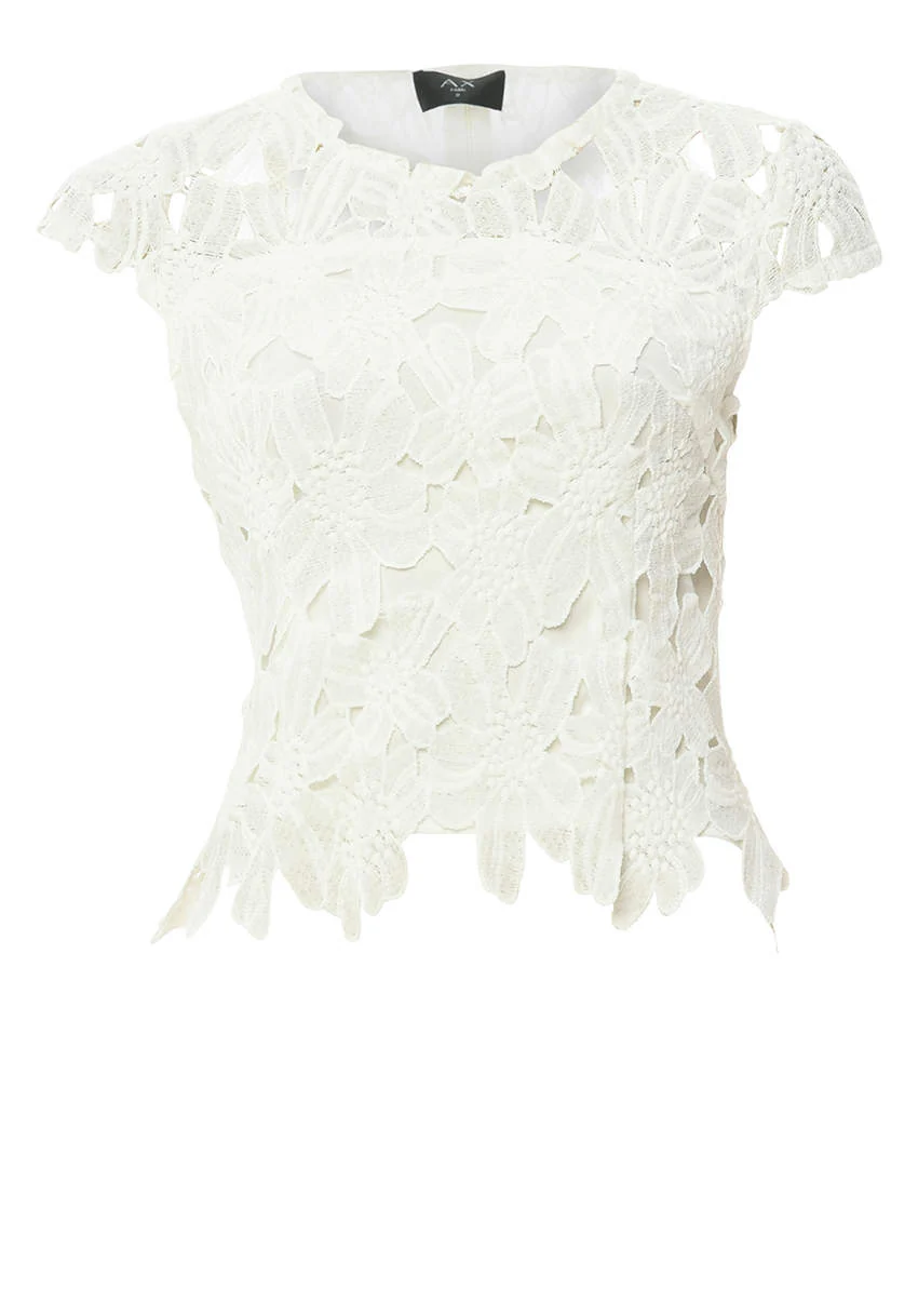 Cream Crochet Detail Top - Image 4