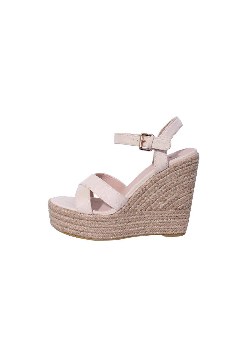 Cream Cross Strap Wedges - Image 2