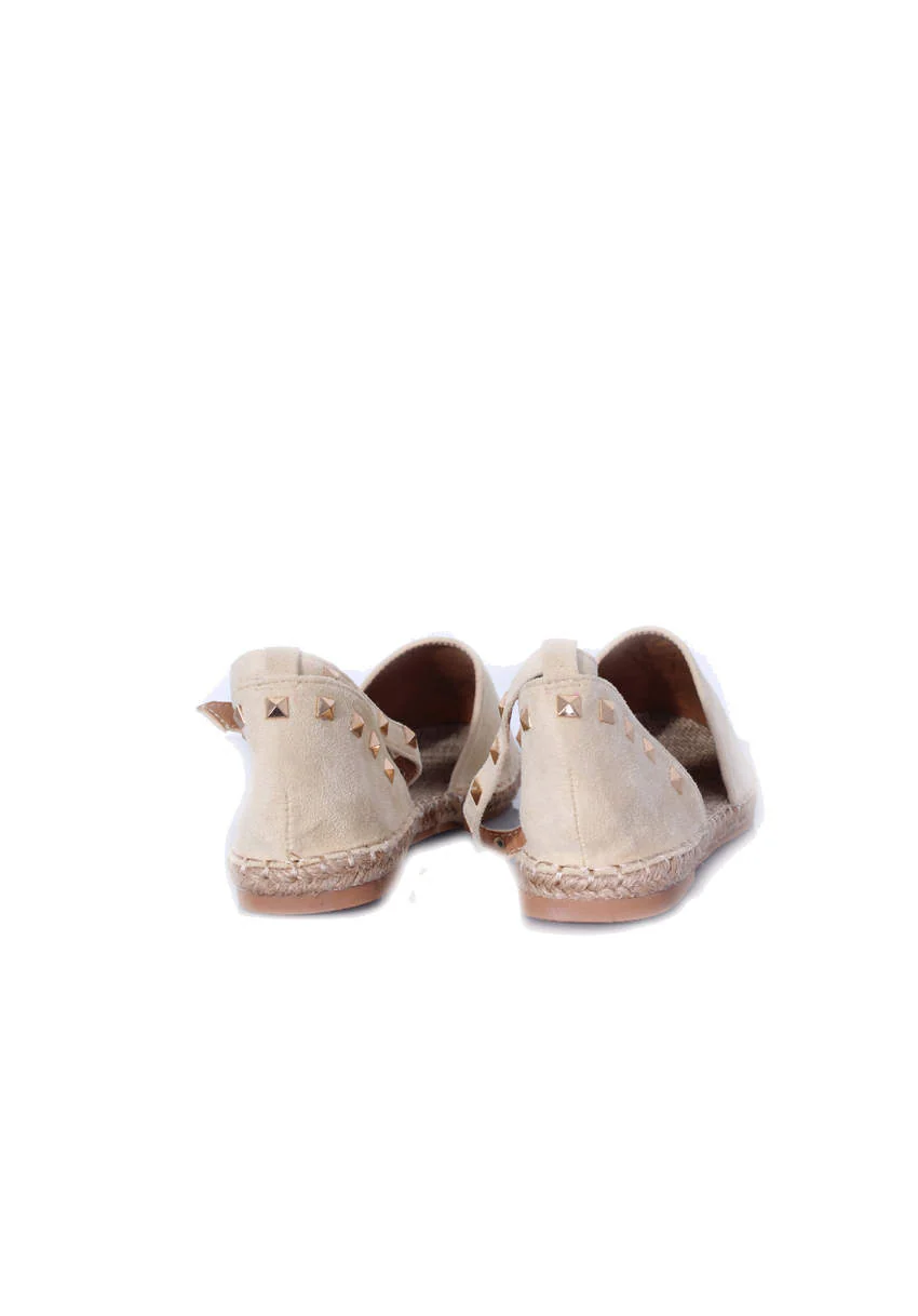Cream Faux Suede Studded Espadrille - Image 3