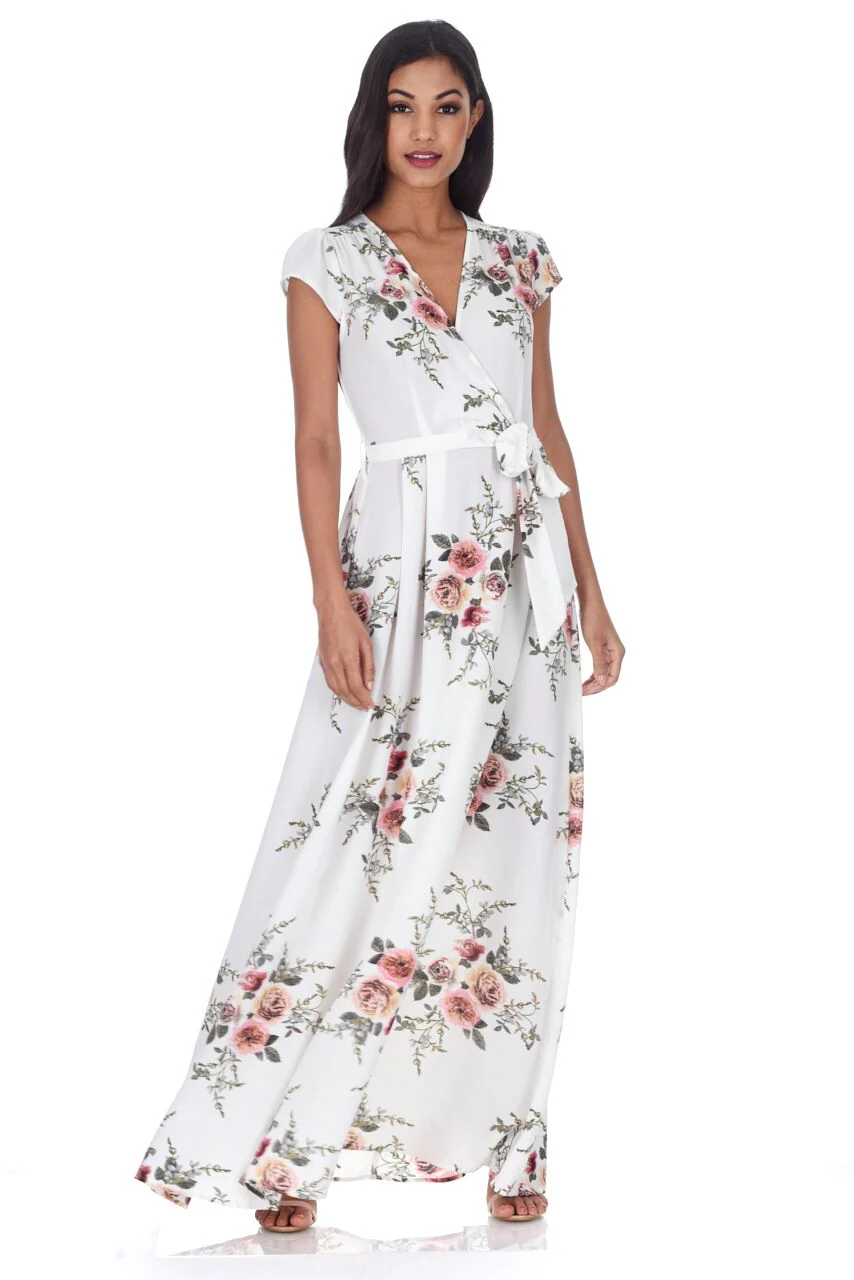 Cream Floral Maxi Dress - Image 2