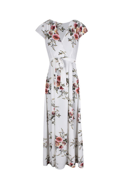 Cream Floral Maxi Dress - Image 4