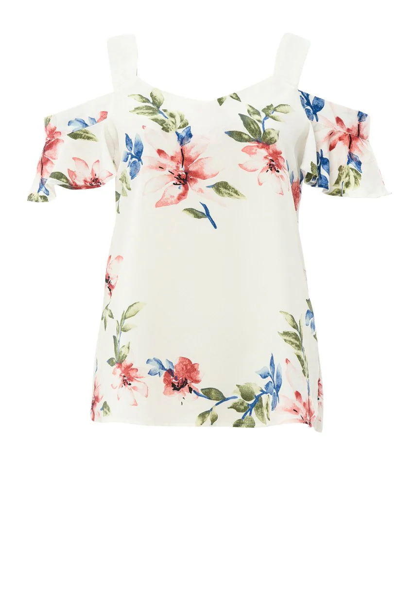 Cream Floral Thick Strap Top - Image 4