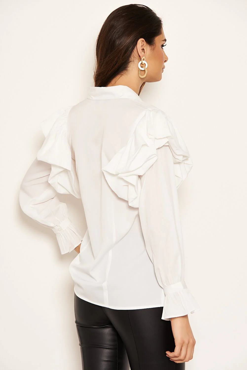 Cream Frill Detail Shirt - Image 4