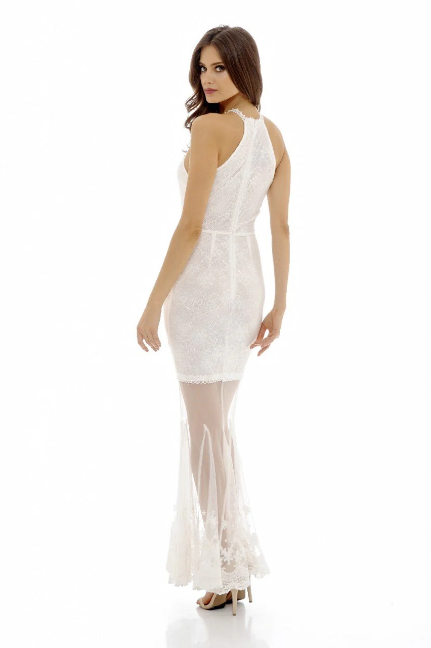 Cream Halterneck Maxi Dress - Image 4