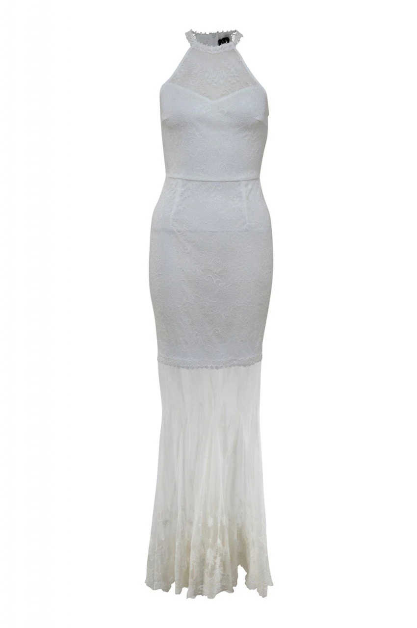Cream Halterneck Maxi Dress - Image 5