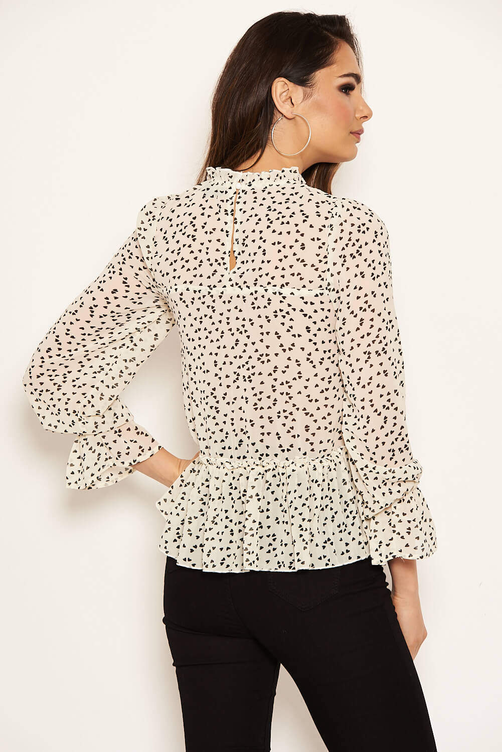 Cream Love Heart Frill Top - Image 4