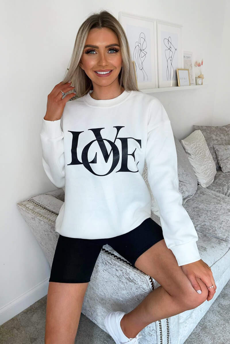 Cream LOVE Sweatshirt - Image 3