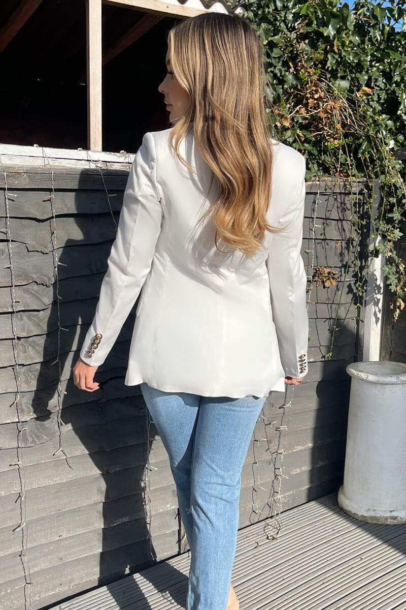 Cream Military Style Blazer - Image 4