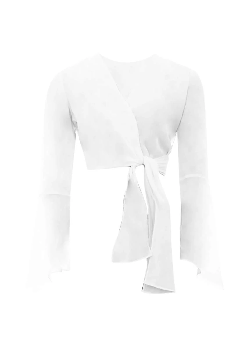 Cream Plunge Tie Front Top - Image 3