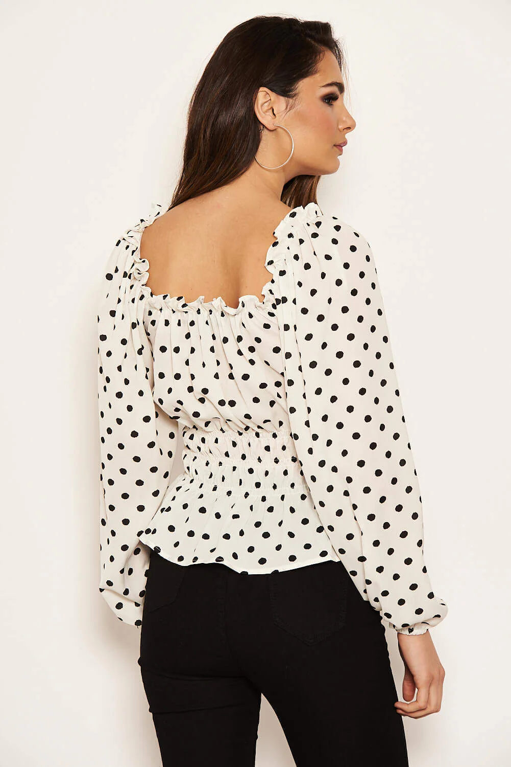 Cream Polka Dot Long Sleeve Top - Image 5