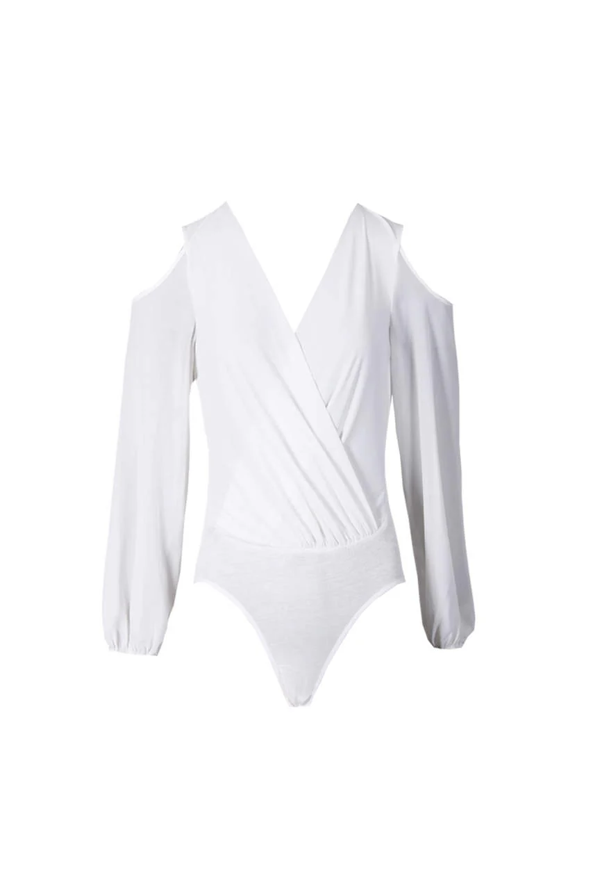 Cream Sleeved Plunge Bodysuit - Image 4