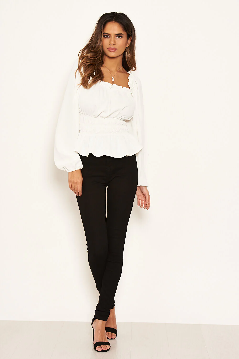 Cream Square Neck Elasticated Top - Image 3