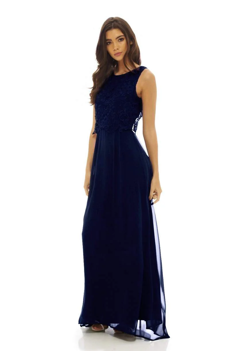 Crochet Overlay Maxi Dress